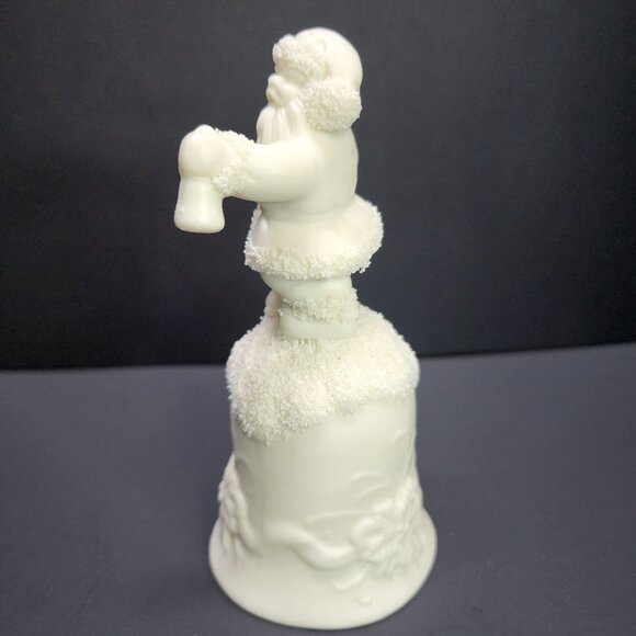 Vintage Ceramic Santa Clause Hand Bell Figurine White 5.5'' Tall - Picture 4 of 7